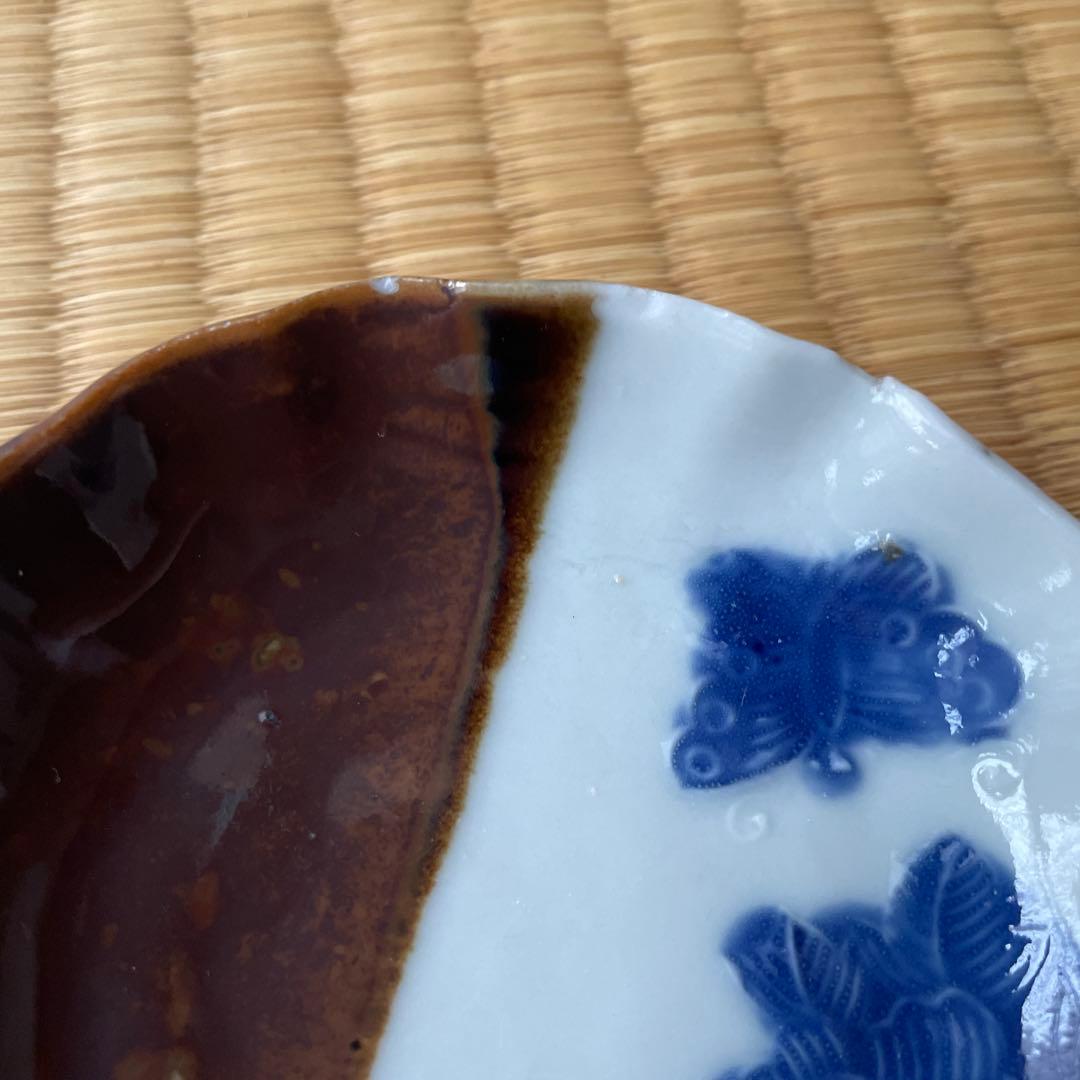 掛分け蝶牡丹紋 小皿　6客　吸坂　染付　豆皿　八寸にも