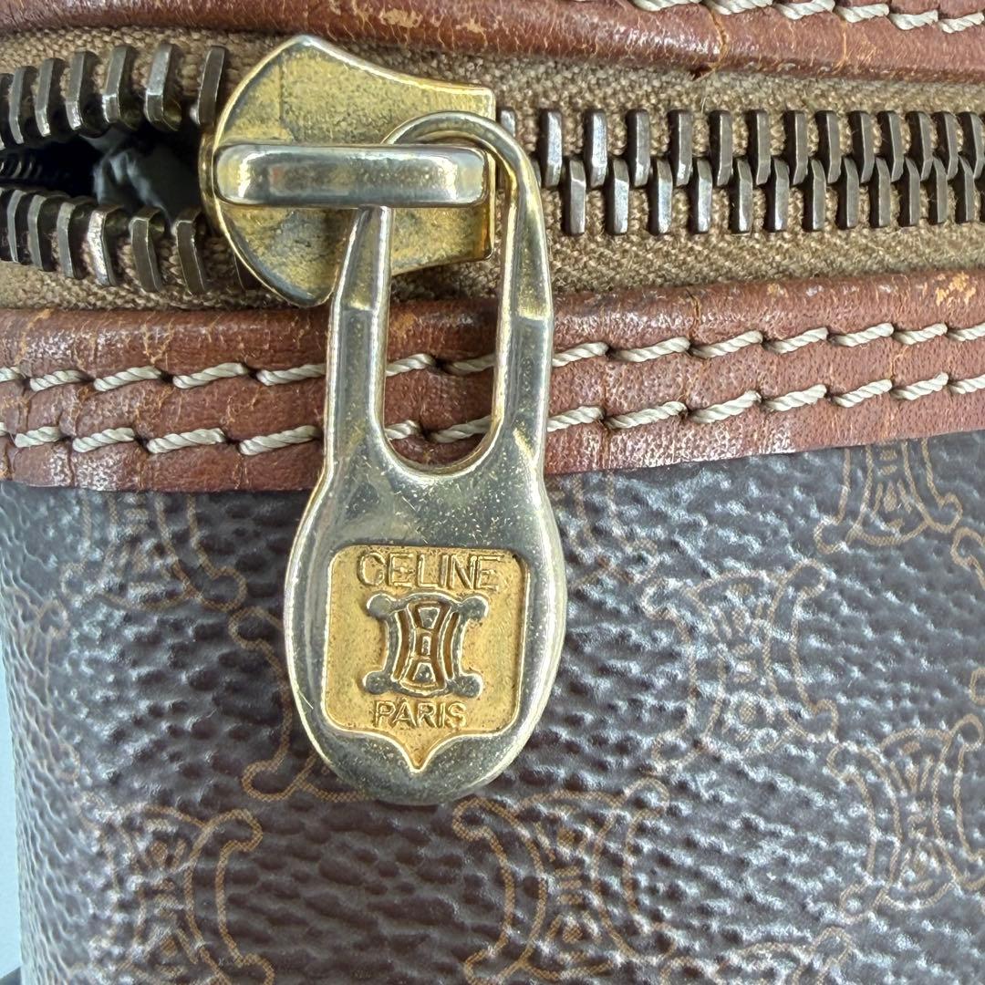 CELINE セリーヌ バニティバッグ マカダム柄 トリオンフ PVC ブラウン