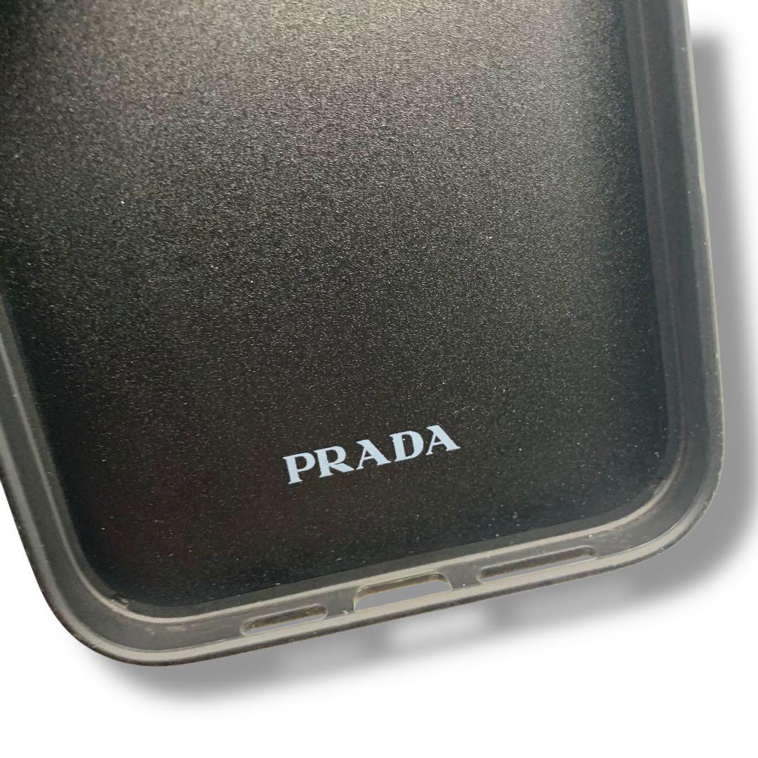 PRADA ブラック レザー iPhone用ケース　三角ロゴ