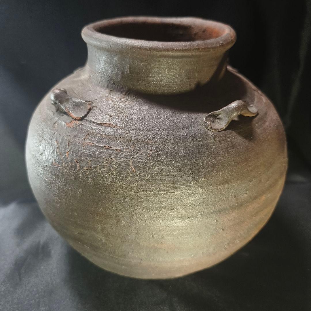古備前 四耳壺 窯記し 素焼 在銘 桃山時代 古美術品 置物 コレクター放出美品