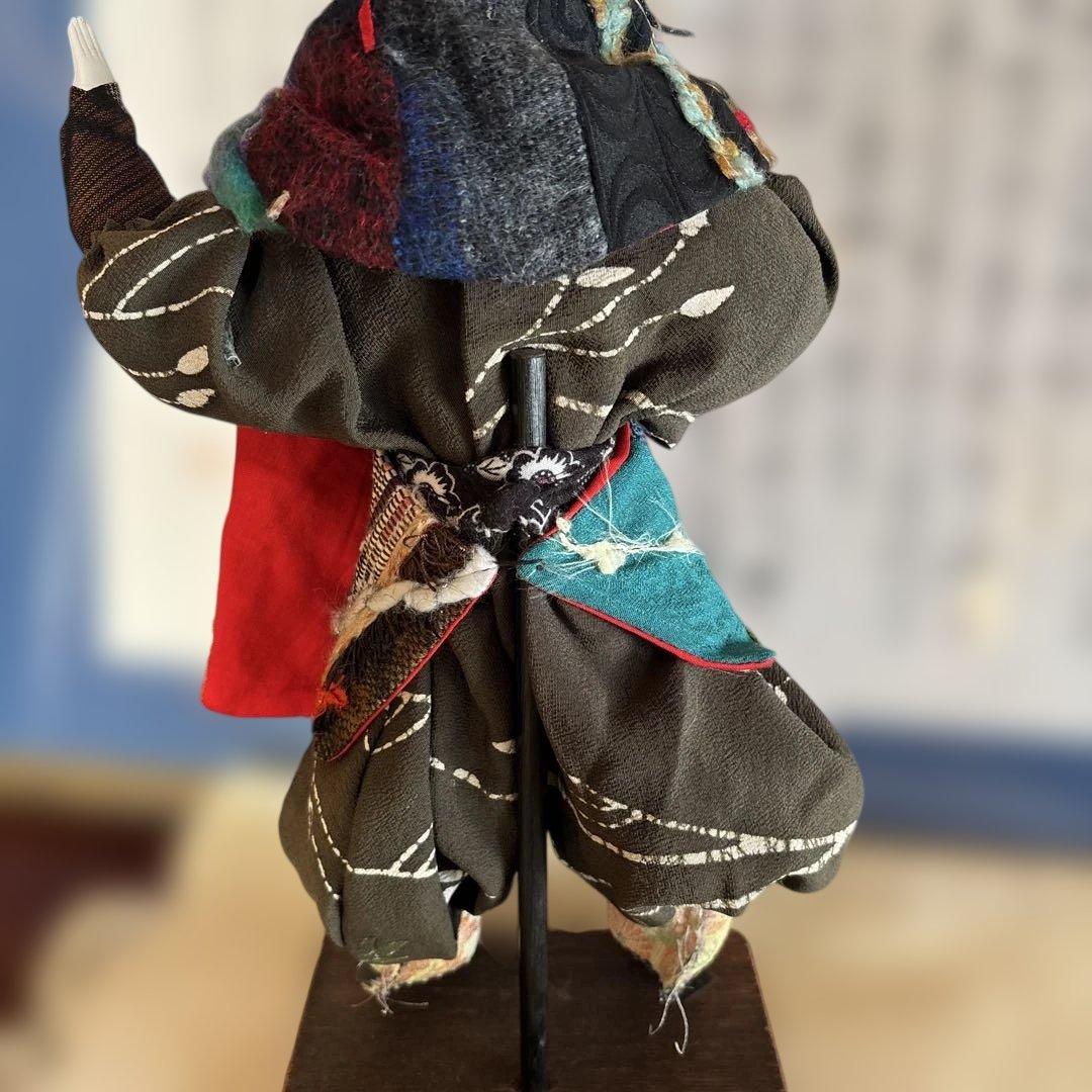 豊田信也　古布創作人形 台座付き