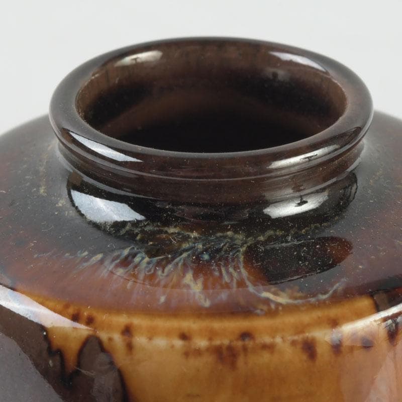 茶道具　京焼　桶谷定一作　肩衝茶入　仕覆付　共箱　V　9666