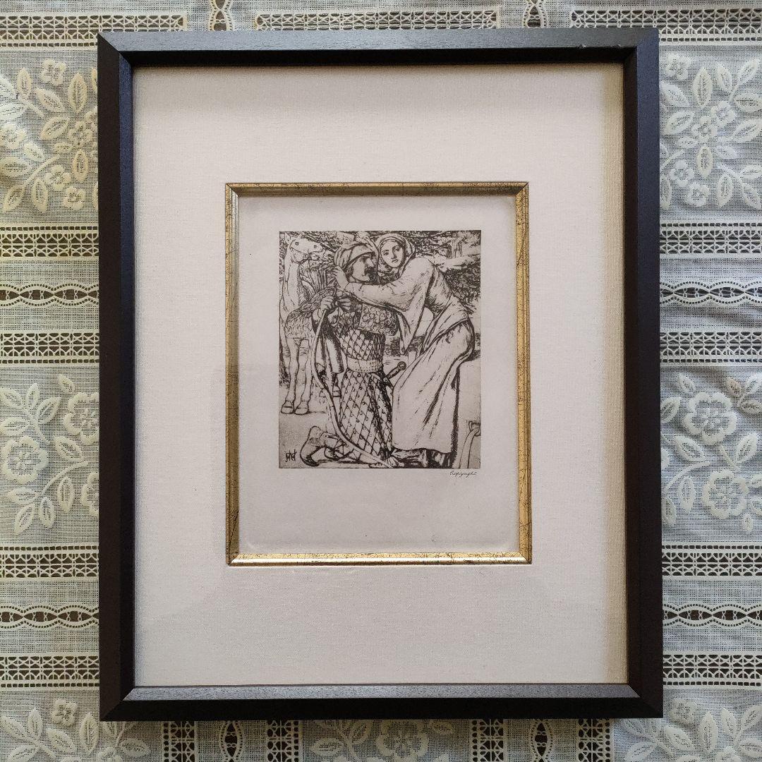 ウィリアム ヘンリー ハント　銅版画『オリアナのバラード(テニスン詩集)』