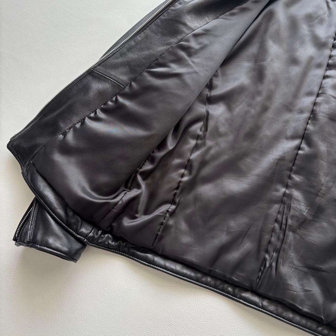 01992 ナノユニバース　シングルライダースジャケット　ラムレザー　メンズ　L