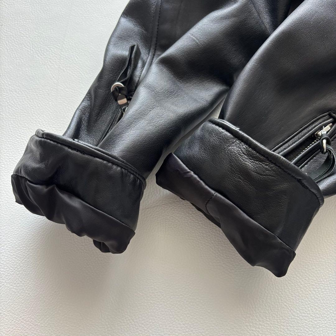 01992 ナノユニバース　シングルライダースジャケット　ラムレザー　メンズ　L