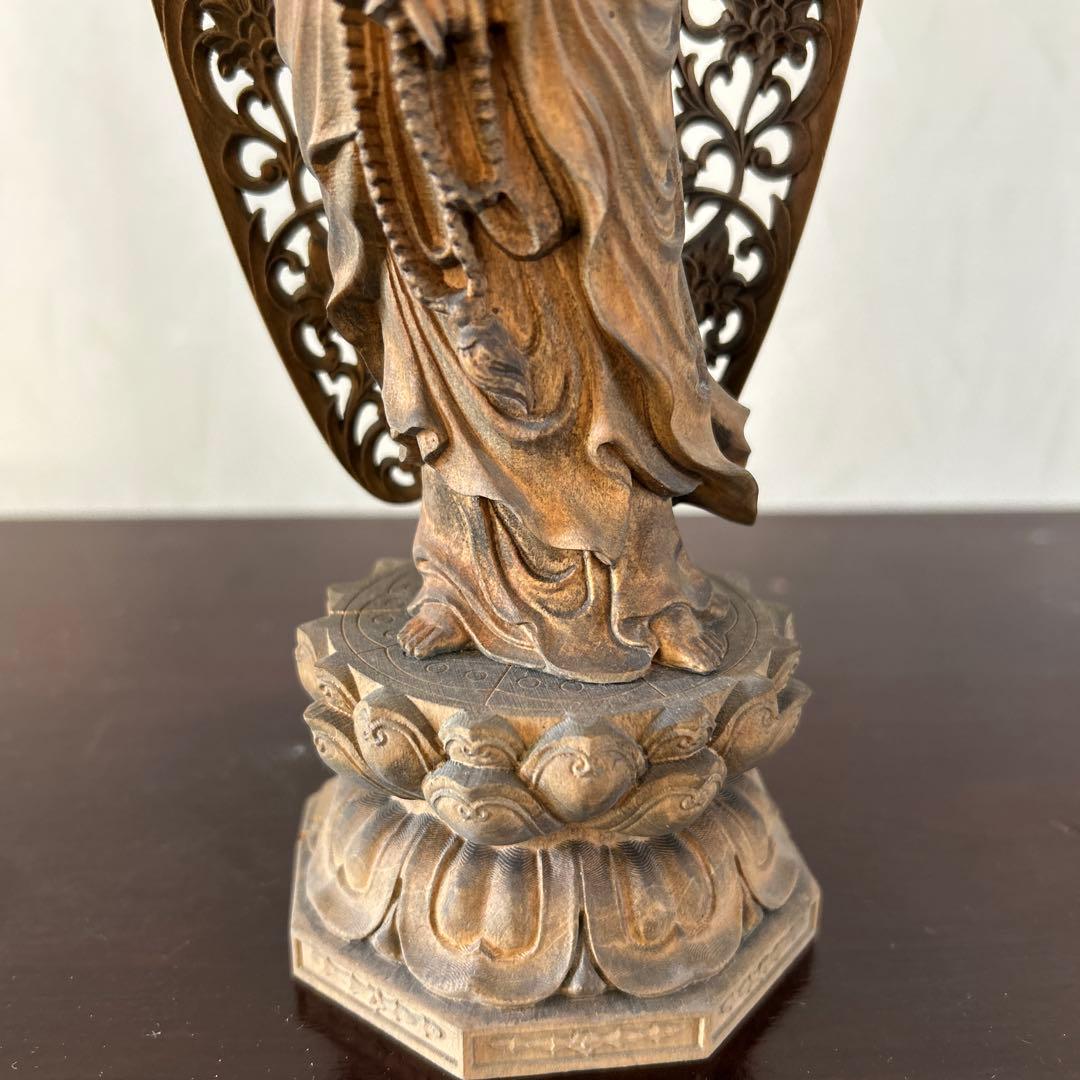 【骨董品】観世音菩薩立像　勢至菩薩立像　2体セット　木彫り　仏像