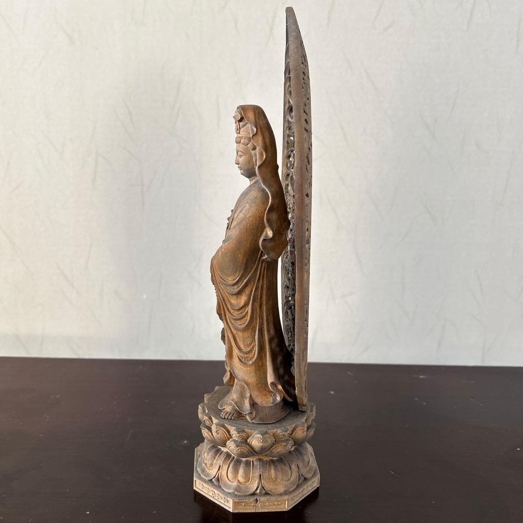 【骨董品】観世音菩薩立像　勢至菩薩立像　2体セット　木彫り　仏像