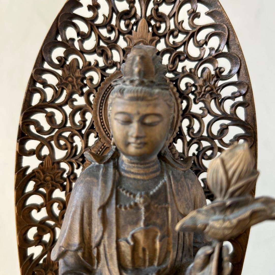 【骨董品】観世音菩薩立像　勢至菩薩立像　2体セット　木彫り　仏像