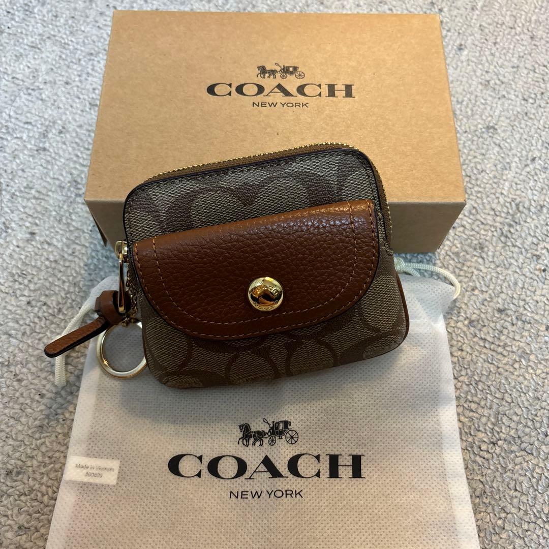COACH ケース ブラウン　シグネチャー　ペニー