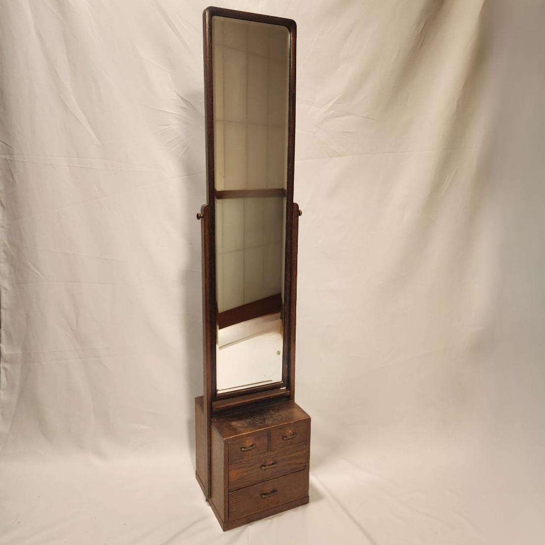 レトロ 鏡台 姿見 小引き出し古家具 時代家具 和モダン スタンドミラー 古民家