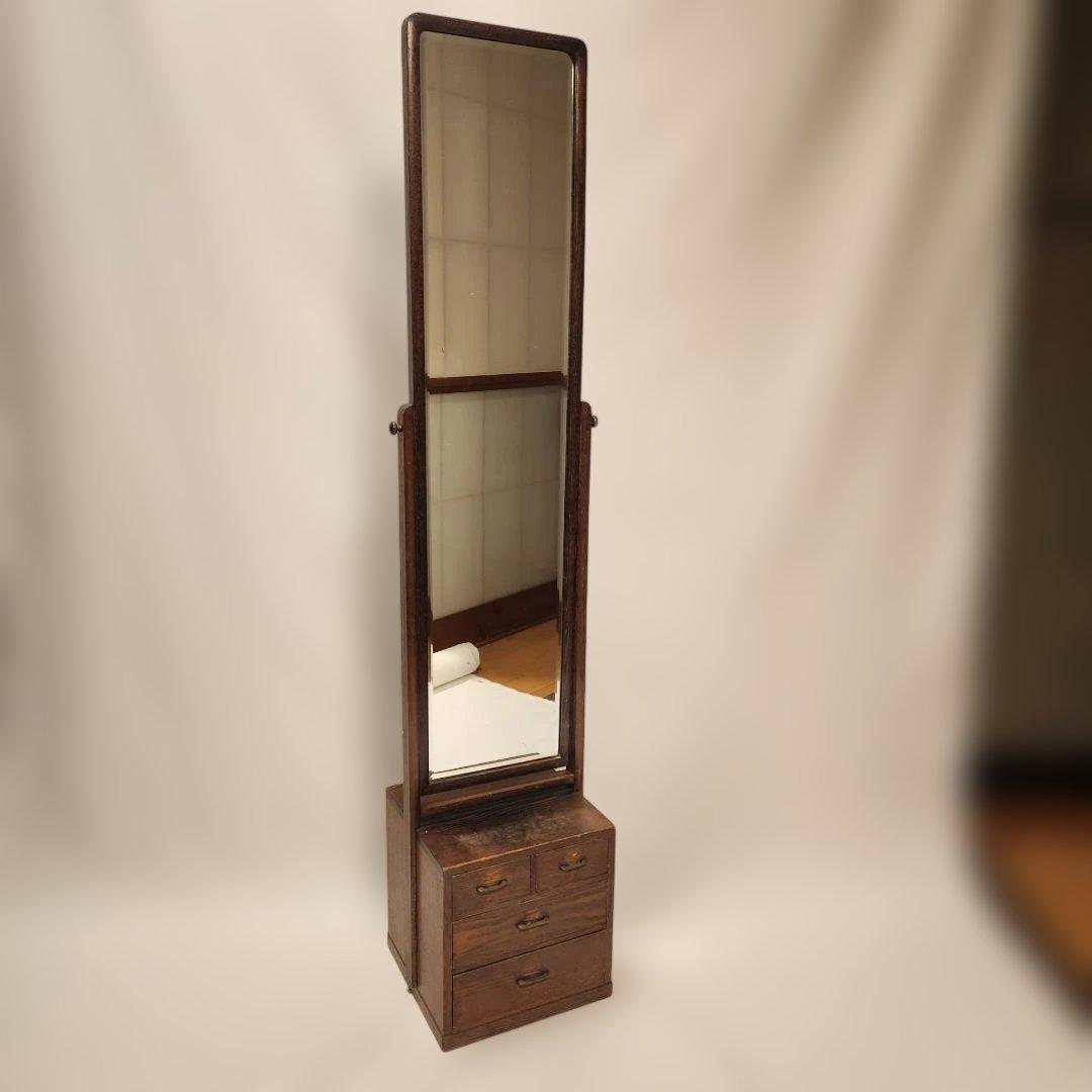 レトロ 鏡台 姿見 小引き出し古家具 時代家具 和モダン スタンドミラー 古民家