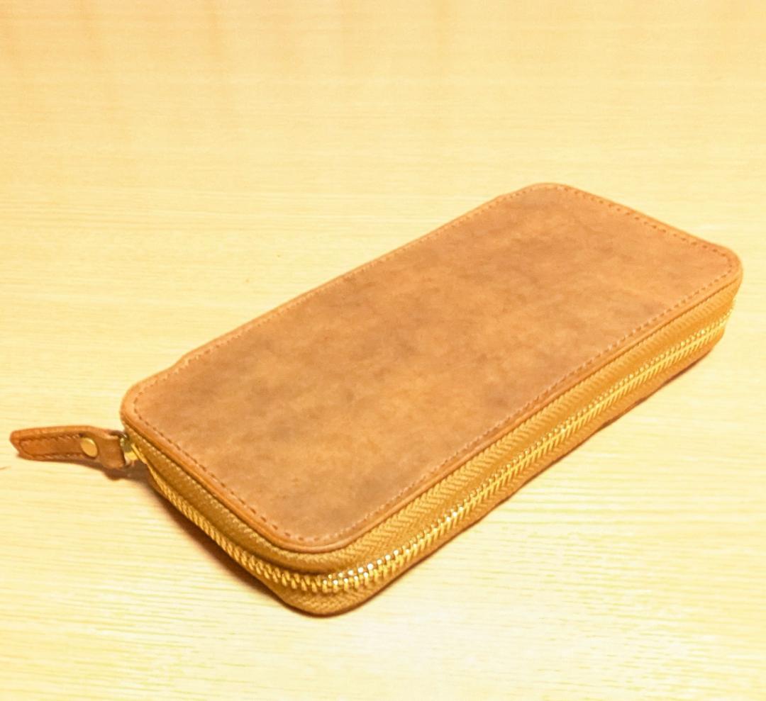 本挿　ラウンドジップペンケース　レザーペンケース　バハギア似　最安値！おまけ付き