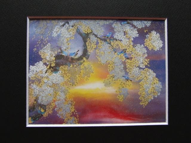 松尾柳江、【黎明の詩】、希少な額装用画集より、美品、新品額装付