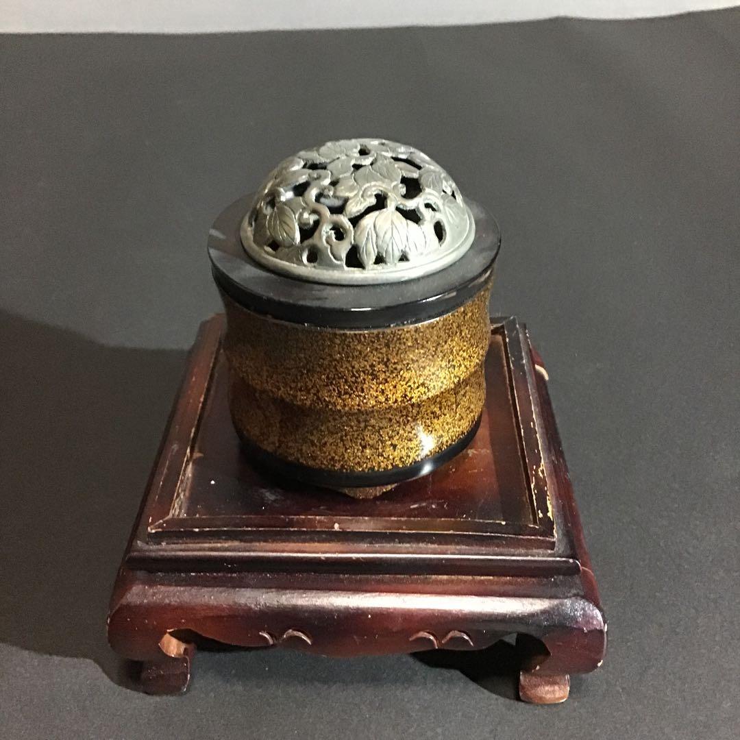 梨地　純銀草花透火屋　香炉