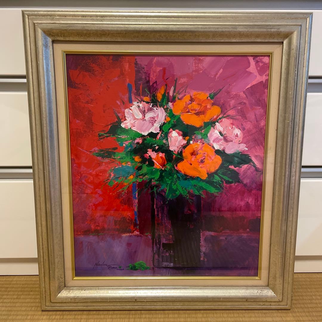 Nader 花瓶の花 2000年油彩画