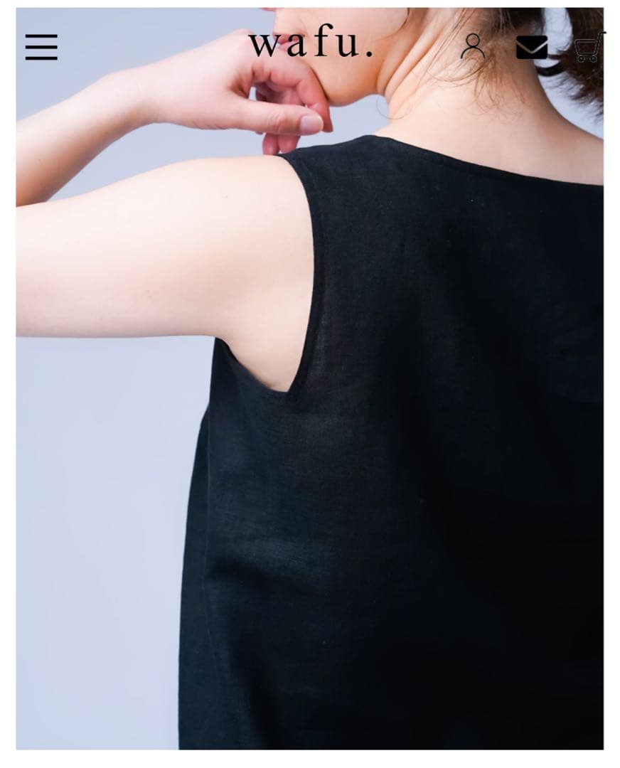 wafu. リネンタンクトップ　よしタンクNEO ／ 黒色 p005d-bck1