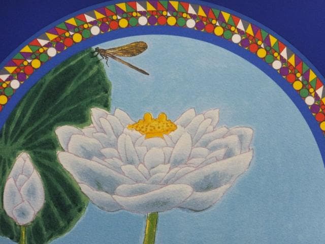 前田常作 直筆サイン『蓮（白）の図』リトグラフ＆シルクスクリーン　0829N