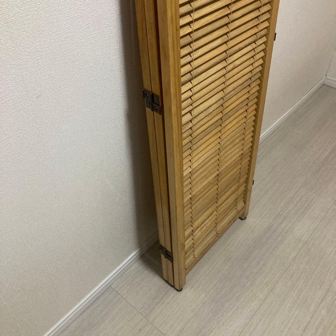 パーテーション　3連　木製　ブラインド機能付き　和風　目隠し