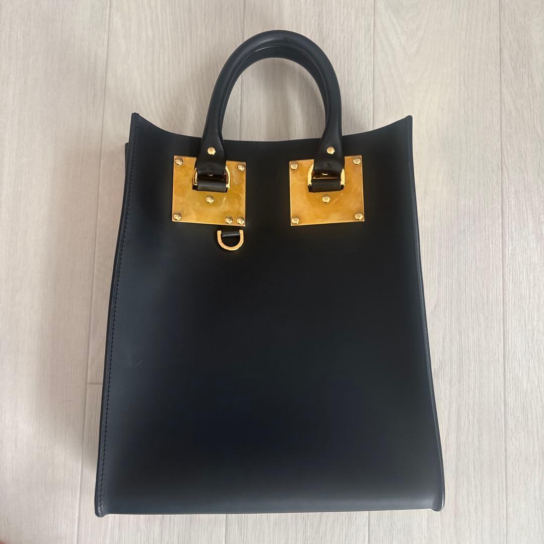 SOPHIE HULME 黒 レザーハンドバッグ ストラップ付き