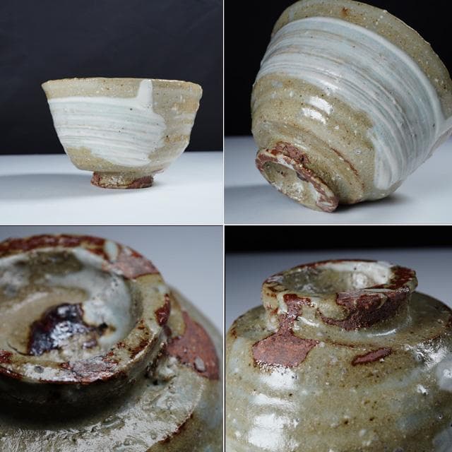 岸本謙仁　刷毛目茶碗　共箱　茶道具　鑑賞陶器　抹茶碗