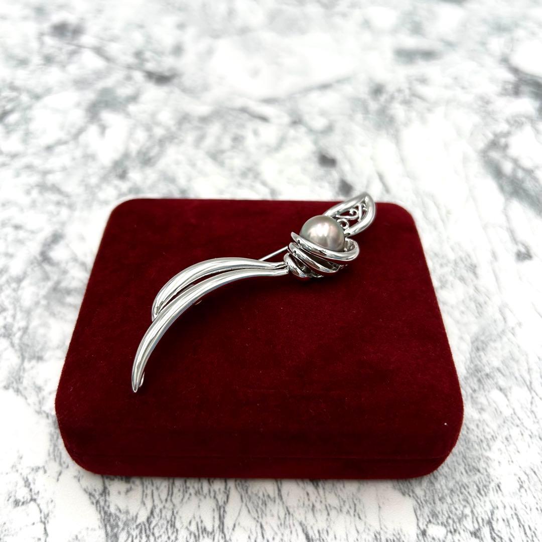 極美品✨ 本真珠　大粒パール 10.8mm ブローチ　シルバー