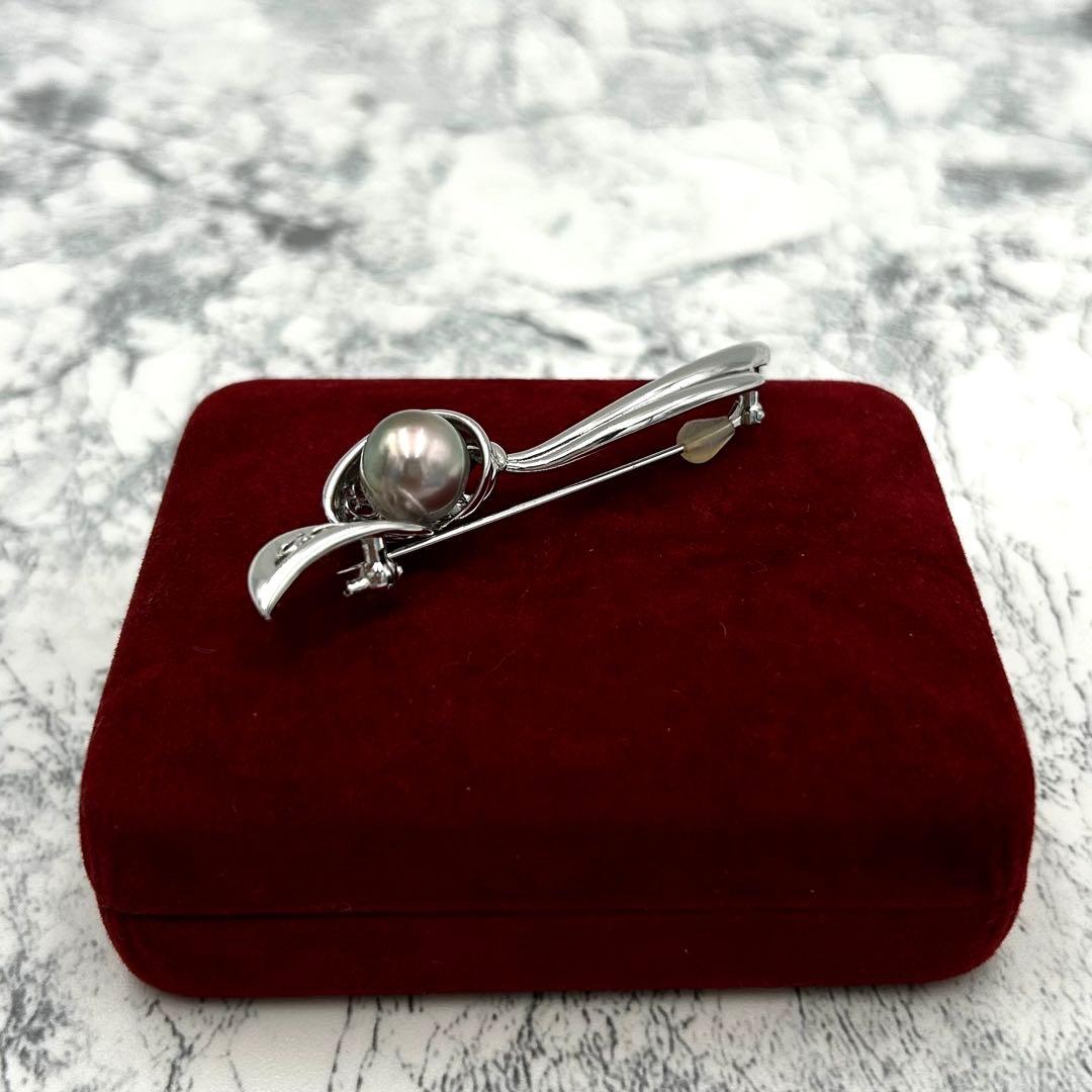 極美品✨ 本真珠　大粒パール 10.8mm ブローチ　シルバー