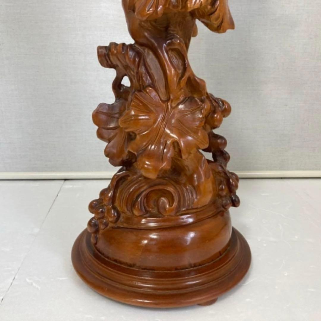 飾り台 花台 スタンド テーブル 大型 木製 木彫り 彫刻 天使 リーフ レトロ