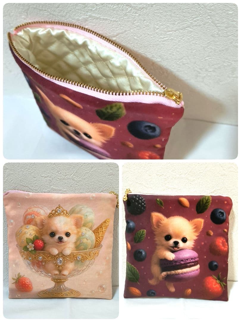 Yourelia様】ハンドメイドオーダー★犬と女の子★ハンカチ&ポーチ　7点