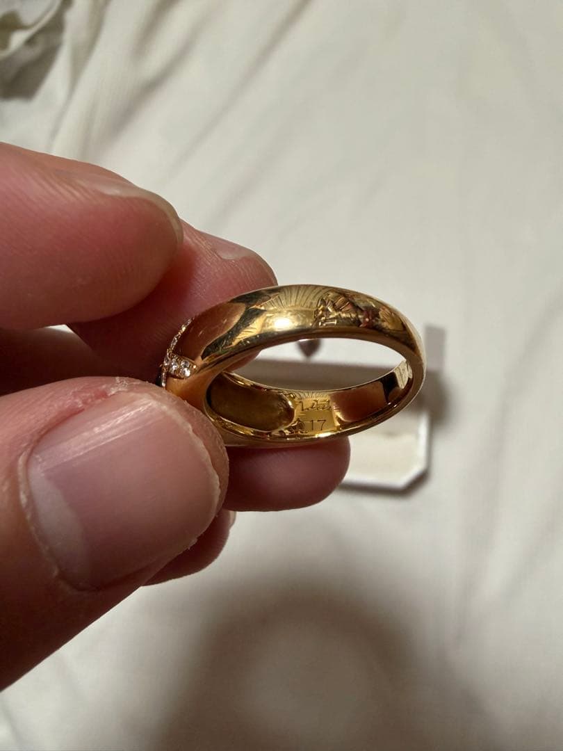 緑色の石 リング　K18