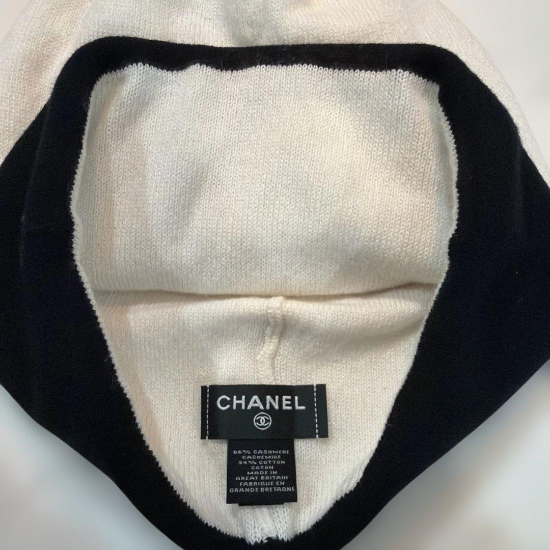 CHANEL ニット帽 ホワイト/ブラック/ピンク　百貨店購入