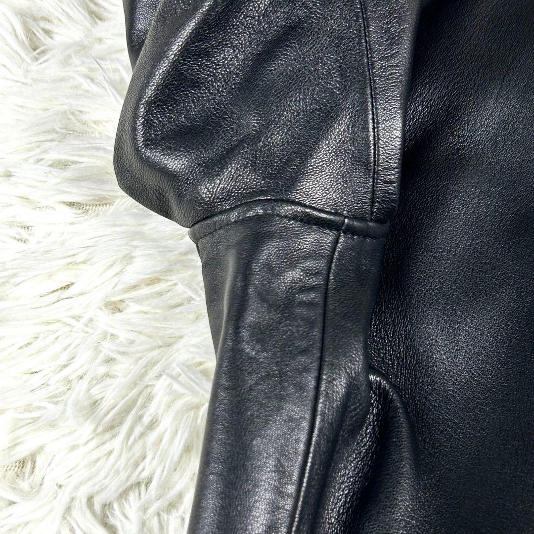 極美品 ビームスハート ダブルジップ シングルライダースジャケット 羊革 黒 秋