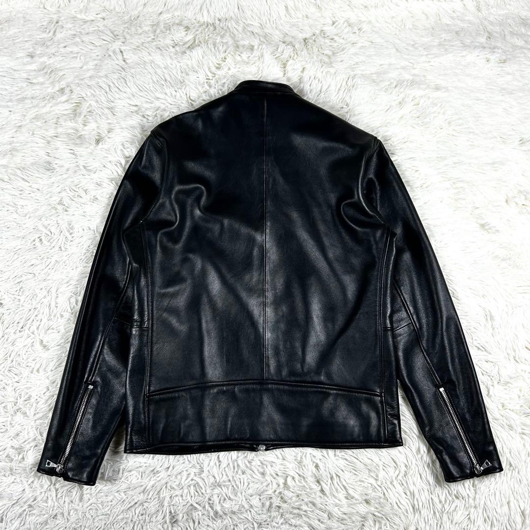 極美品 ビームスハート ダブルジップ シングルライダースジャケット 羊革 黒 秋