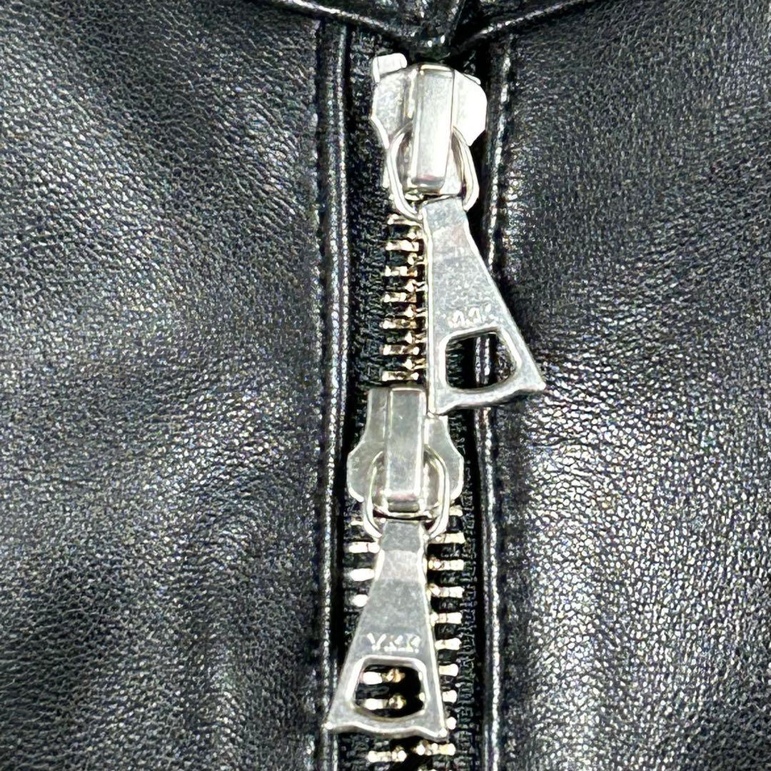 極美品 ビームスハート ダブルジップ シングルライダースジャケット 羊革 黒 秋