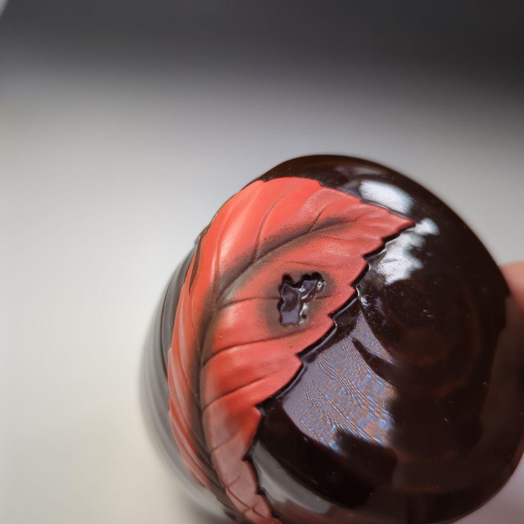 イ404 棗『前田清峰作』『盛上虫喰葉紋　棗　木箱』茶道具　茶入