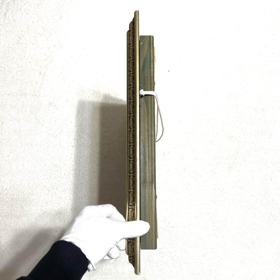 縁起物！ 赤富士 刺繍絵 額縁 F6号 ゴールド アンティー ク 送料無料