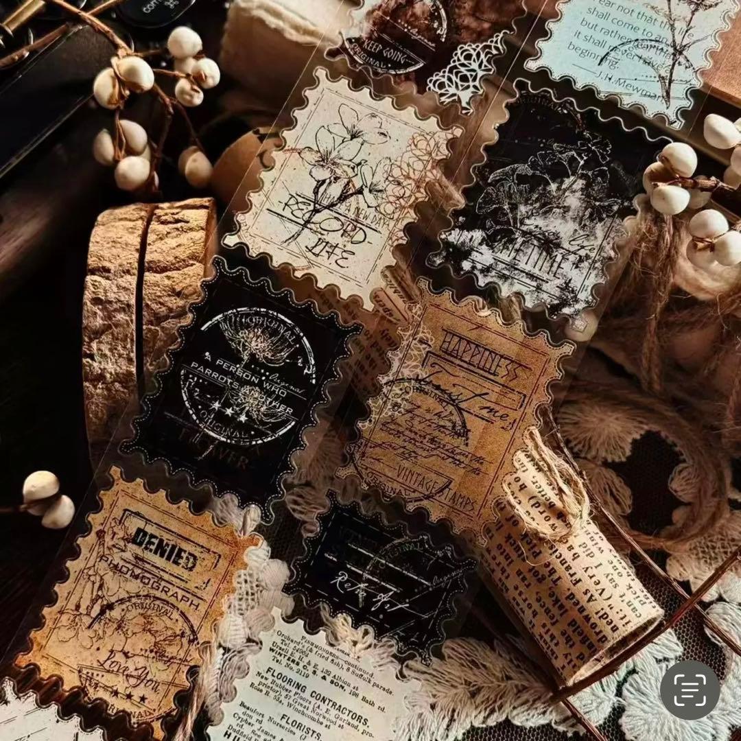 PET 时光印记邮票4cm×5m ダイカット 海外マスキングテープ　スタンプ