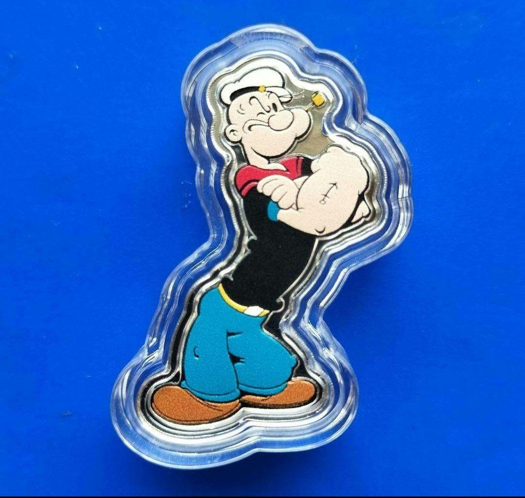 ポパイ2ドルカラー銀貨（サモア）1oz silver999（純銀） 2023年