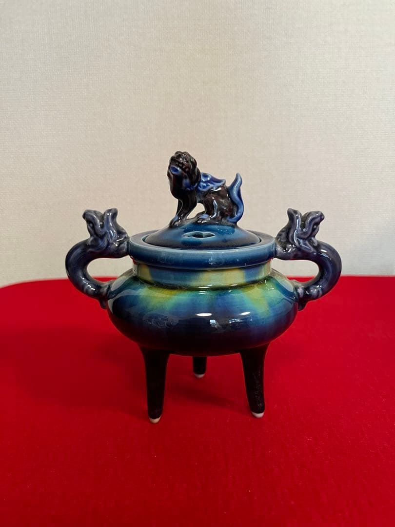 人間国宝 柳雨軒 三代 徳田八十吉(正彦銘) 彩釉 香炉 管理T294