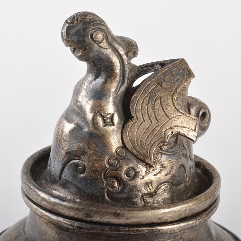 中国　白銅　饕餮文　神獣摘　水注　水滴　V　R7117