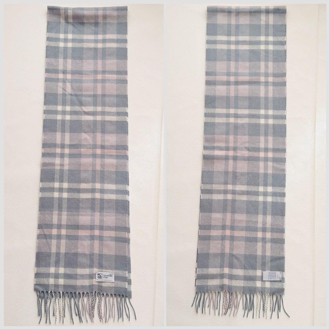 Johnstons of Elgin カシミヤ100% チェックマフラー 英国製