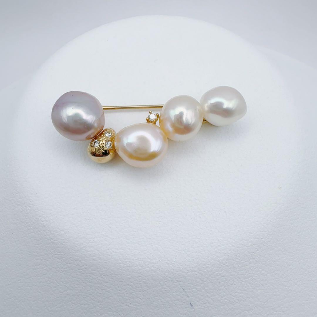 田崎真珠　白蝶バロックパールブローチk18