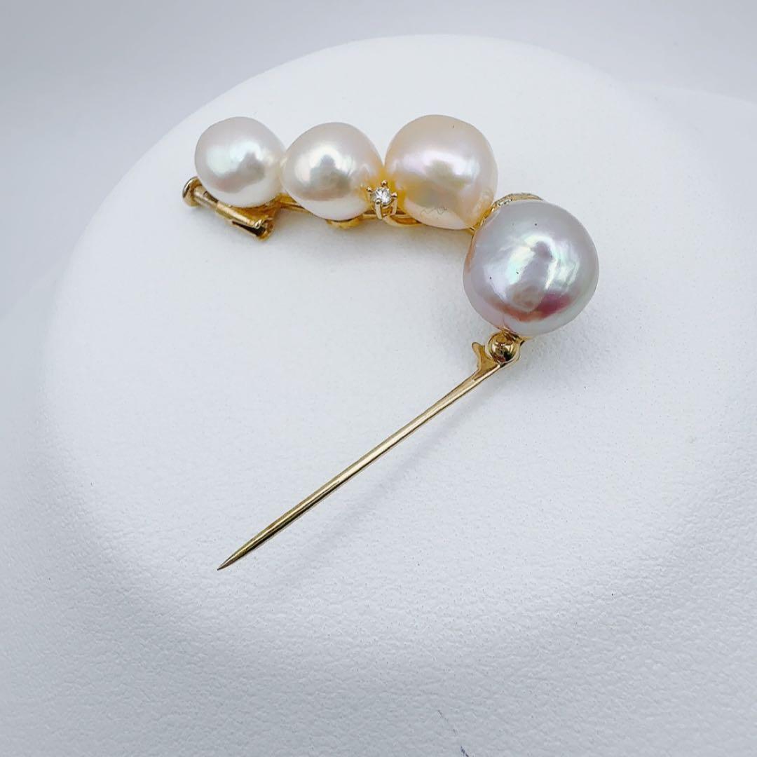 田崎真珠　白蝶バロックパールブローチk18