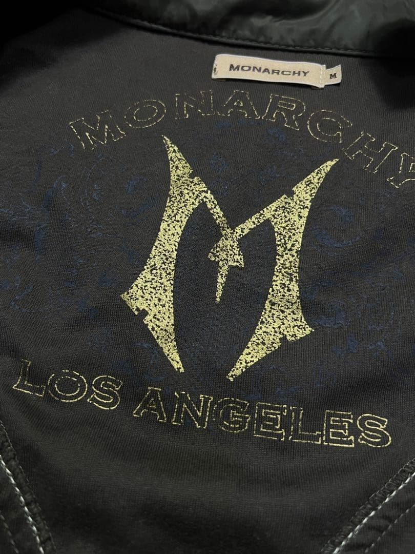 00s y2k Monarchy ナイロンライダース 刺繍 ジップアップ M