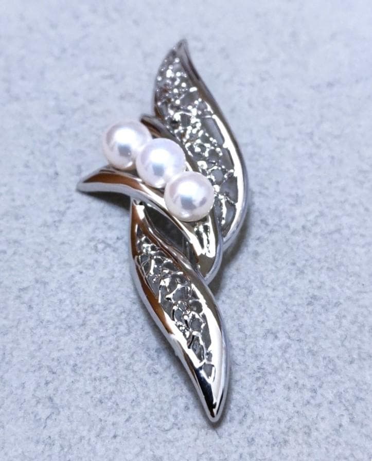 TASAKI 田崎真珠　パール×SILVER　ブローチ　40190