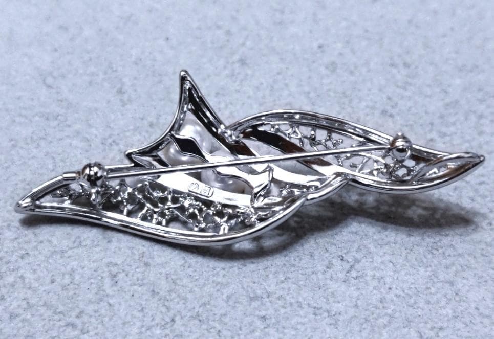 TASAKI 田崎真珠　パール×SILVER　ブローチ　40190