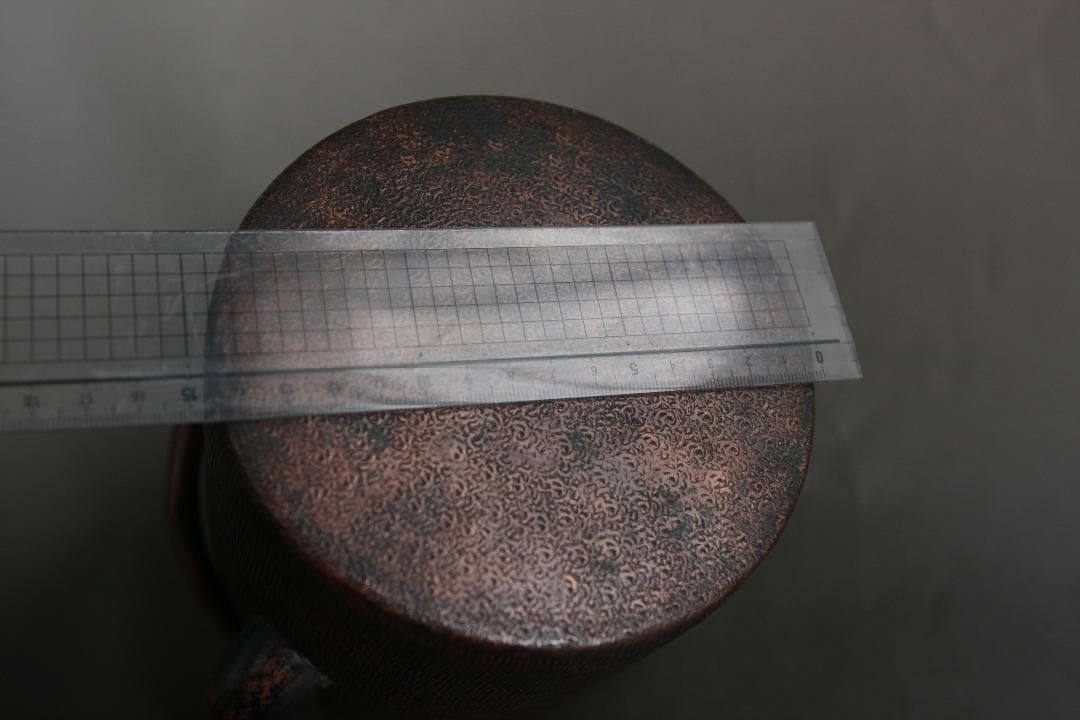 希少　槌目加工、打ち出し紋様入り銅製ヤカン　茶道　薬缶　やかん