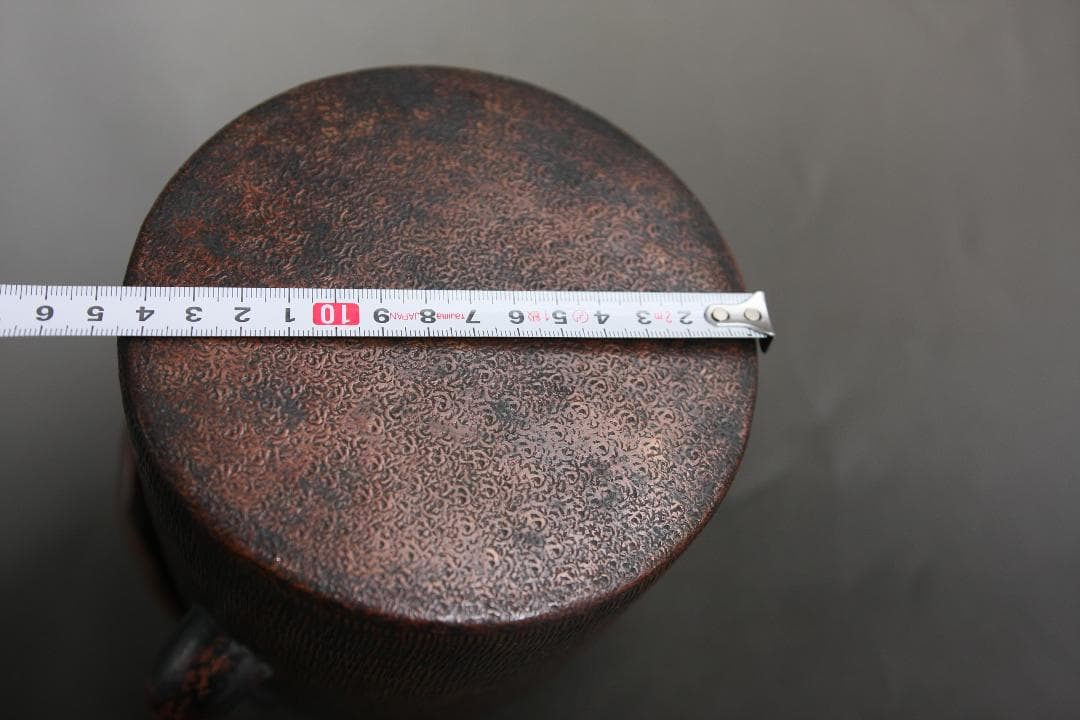 希少　槌目加工、打ち出し紋様入り銅製ヤカン　茶道　薬缶　やかん