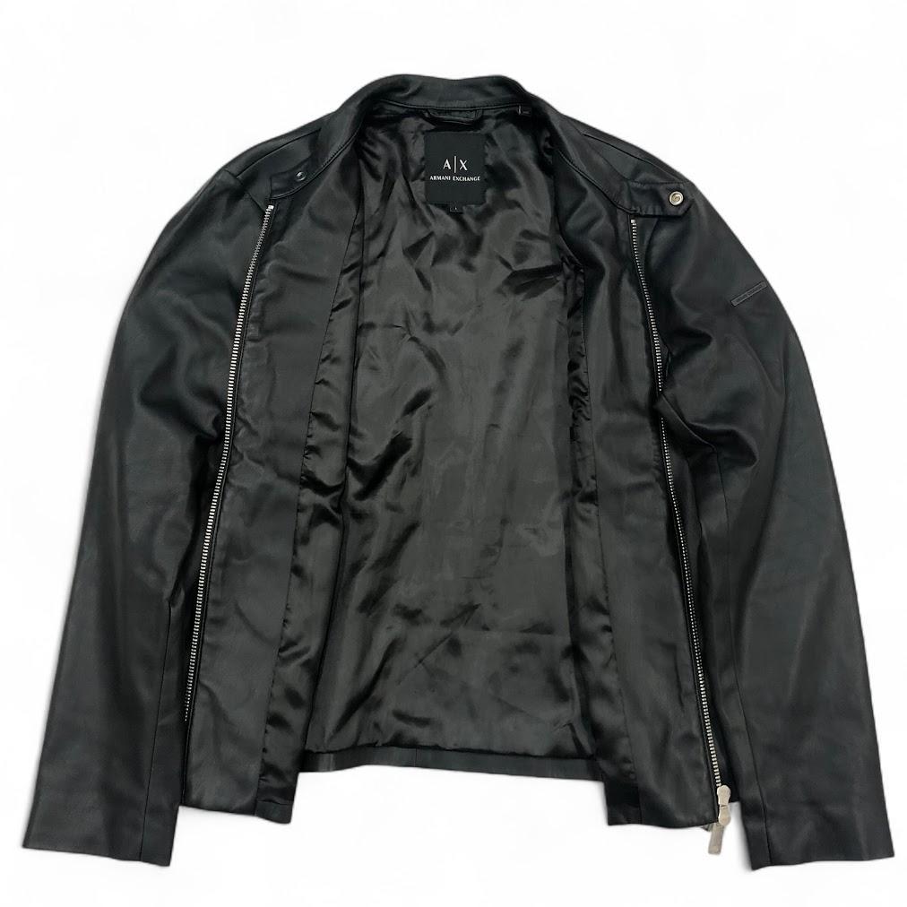 美品 アルマーニ エクスチェンジ フェイクレザー シングルライダース ジャケット