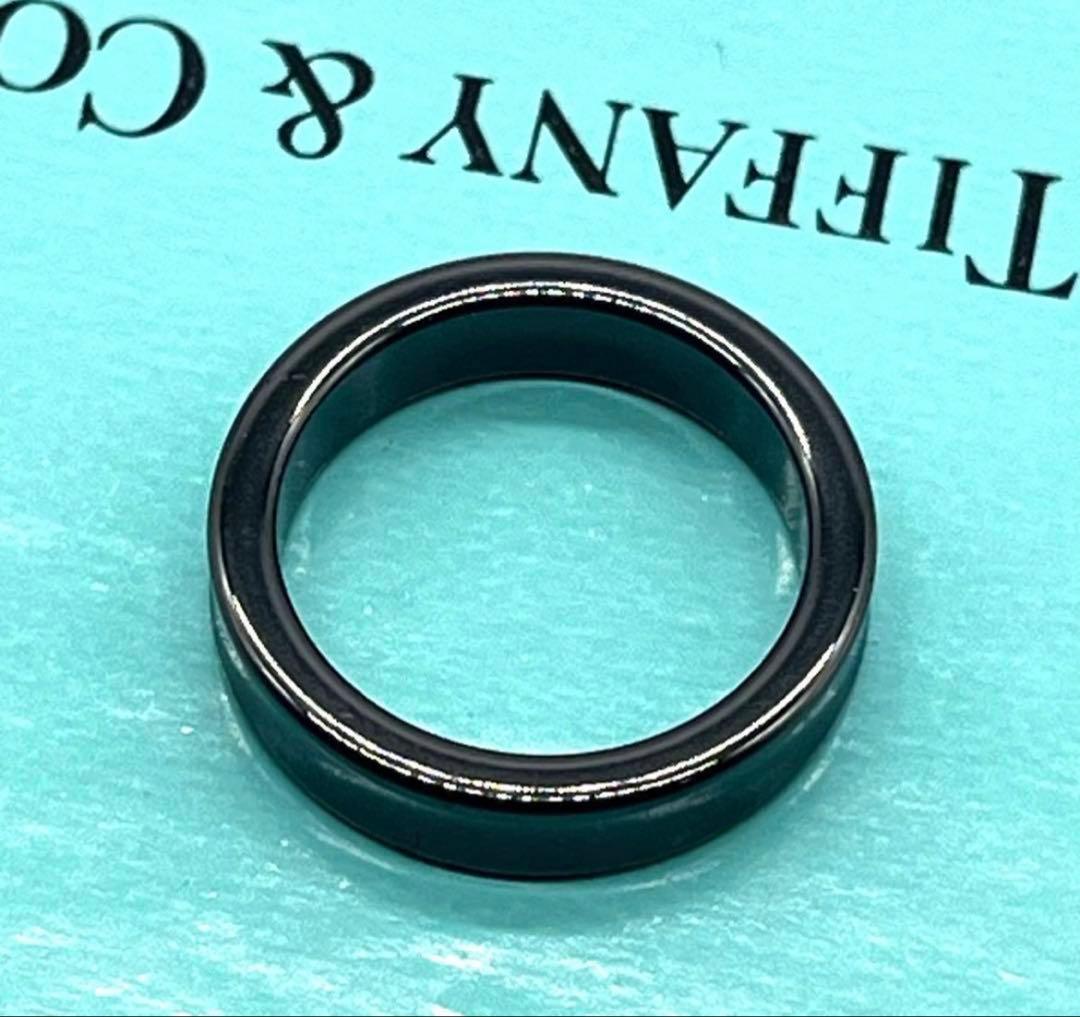 s*a様 美品✨ TIFFANY ブラックチタン ナローリング 指輪 16号 大
