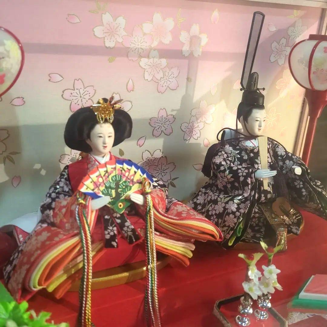 雛人形ケース入 親王飾りピンク